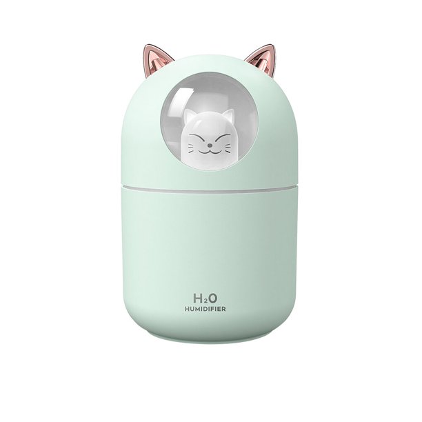 Yuarrent Humidificador Humidificador de dibujos animados para el hogar y la oficina Difusor de aroma USB de 300 ml con luz LED Humidificadores Verde 0205#