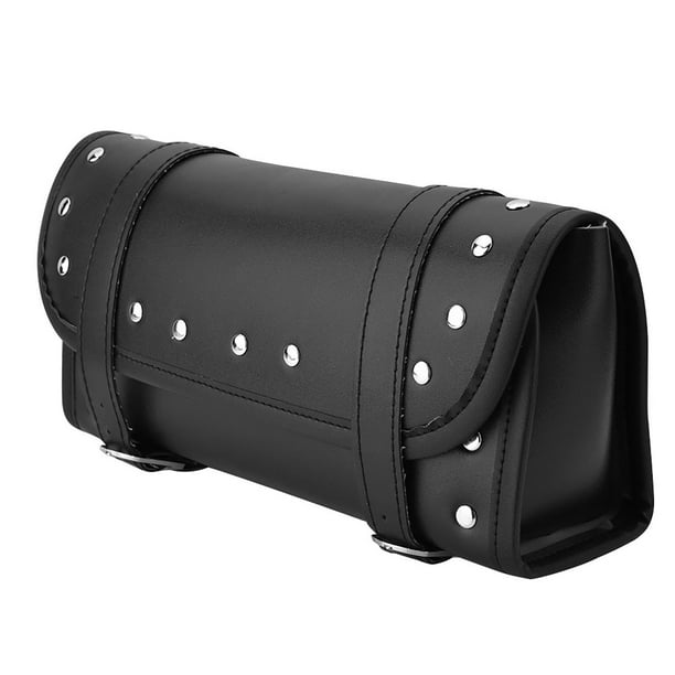 Bolsas para manillar de motocicleta, cuero PU negro, bolsa para motocicleta, bolsa para herramientas de motocicleta, bolsa para horquilla, claridad notable
