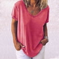 thumbnail image 2 of Babysbule Clearance Womens Shirts Fashion Women Summer Casual Loose Short Sleeve Pullove Solid Blouse T-Shirt, 2 of 8
