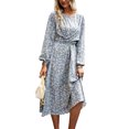 thumbnail image 4 of Valcatch Women's Crew Neck Long Sleeve Dresses Floral Ruffle Flowy Maxi Dress, 4 of 6