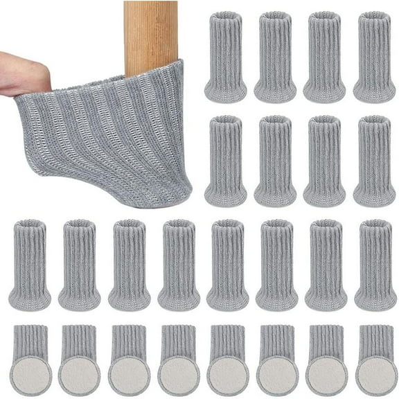 Gray Chair Leg Socks 24 Pcs 7*4CM Felt Pads for Furniture Protection