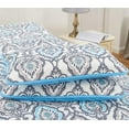 thumbnail image 2 of Hannah Linen Queen Size Quilts Set- Microfiber 4 Piece Quilt with 1 Shams and 2 Decorative Pillow (Queen, Jade Blue), 2 of 9