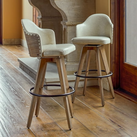 Corvus Metz Mid Century Bonded Leather Swivel Bar Stool Set Of 2 Corvus Metz Mid Century Bonded Leather Swivel Bar Stool Set Of 2
