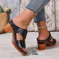 thumbnail image 5 of IUJSOY Heels for Women Peep Toe Bohemian Heeled Sandals Comfortable Summer Dressy Slip on Shoes, 5 of 9