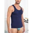 thumbnail image 3 of ANLIQI Men's Bamboo Rayon Undershirts Tank Tops Men Crew Neck Stretchy Tank Shirts 3 Pack (Navy/Dark Grey/Green, S), 3 of 6