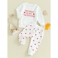 thumbnail image 3 of Suealasg Toddler Baby Boys Girls Valentine's Day Clothes 6M 1T 2T 3T Long Sleeve Letter Print Sweatshirt Heart Print Pants Sets 2 Piece Kids Girls Boys Spring Outfits, 3 of 9