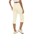 thumbnail image 6 of Tnhcen Women's Plus Size 4XL-5XL Low-Rise Slim-Fit Capri Pants · Casual Drawstring Waist Ankle Pants · Stretch Gabardine Solid Color Button-Pocket Seven-Inch Trousers, 6 of 9