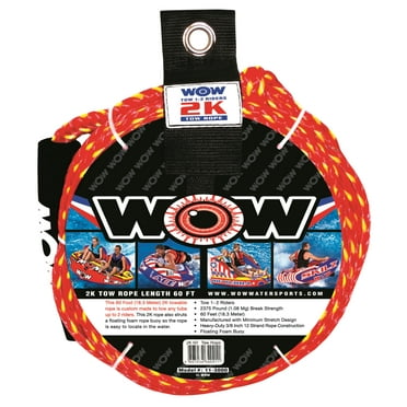 WOW Sports World of Watersports, 11-3000 Tow Ropes, Floating Foam Buoys, Minimum Stretch up to 2 Riders  60-Feet