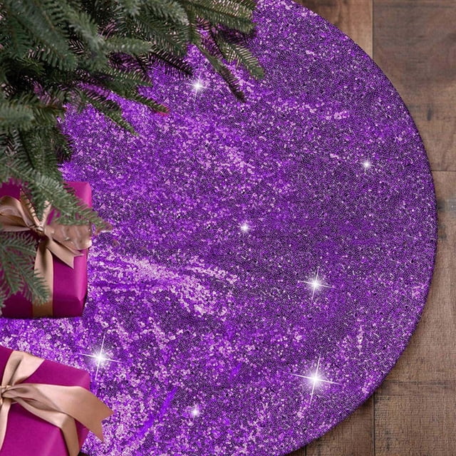 Falda para Árbol de Navidad de 76 Cm (30 Pulgadas) de Terciopelo con Lentejuelas, Estilo Vintage, Ideal para Decorar Fiestas Navideñas. Falda Brillante para Árbol de Navidad, Perfecta para El Hogar y