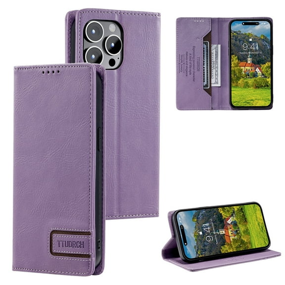 K-Lion for iPhone 7 / 8 / SE 2022 & 2020 Wallet Case, Luxury Business Style Card Holder Cash Slot Magnetic Closure Shockproof Protective Case Premium Leather RFID Blocking Full Phone Cover ,Purple