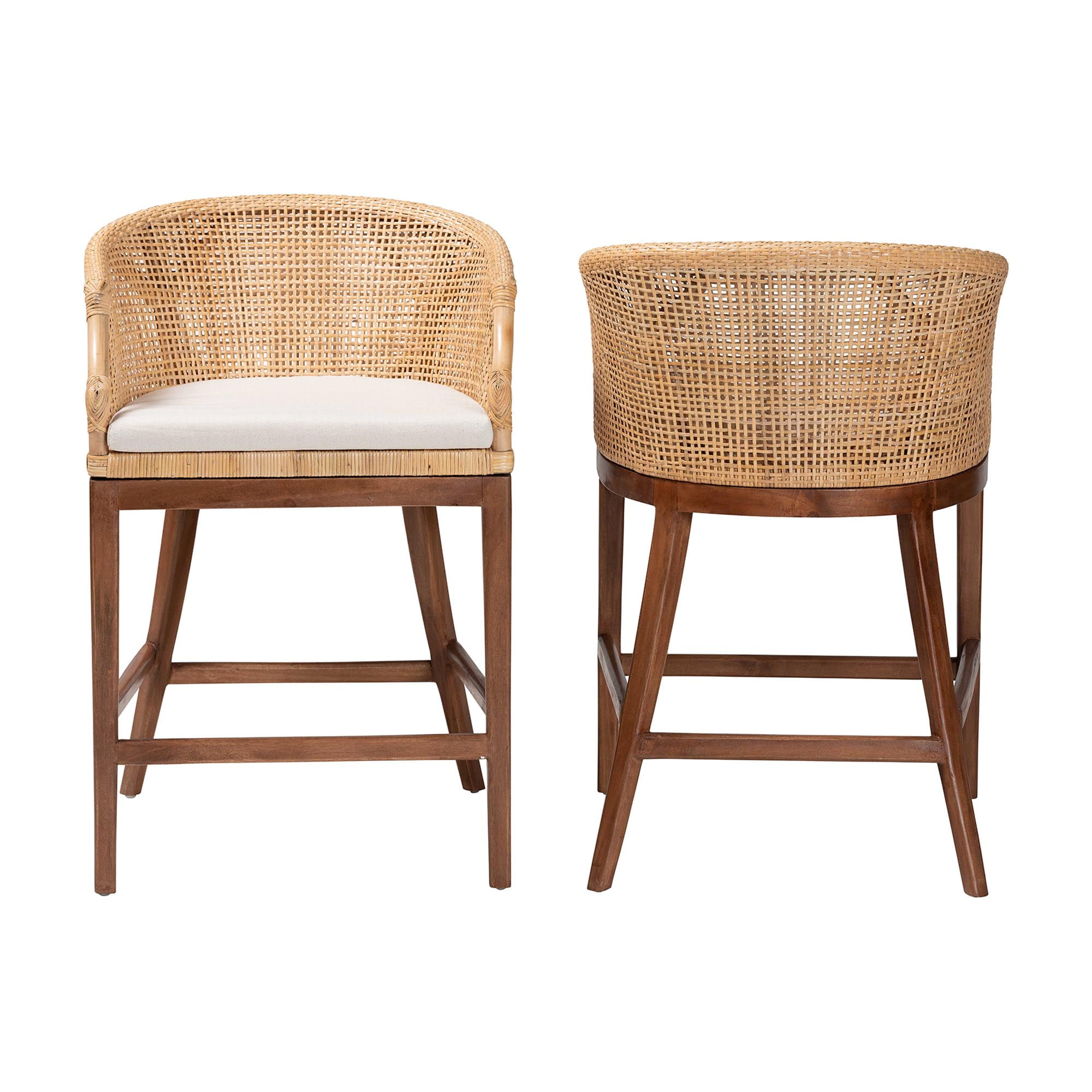 bali & pari Lumajang Boho Counter Stool, 2-Piece, Light Honey