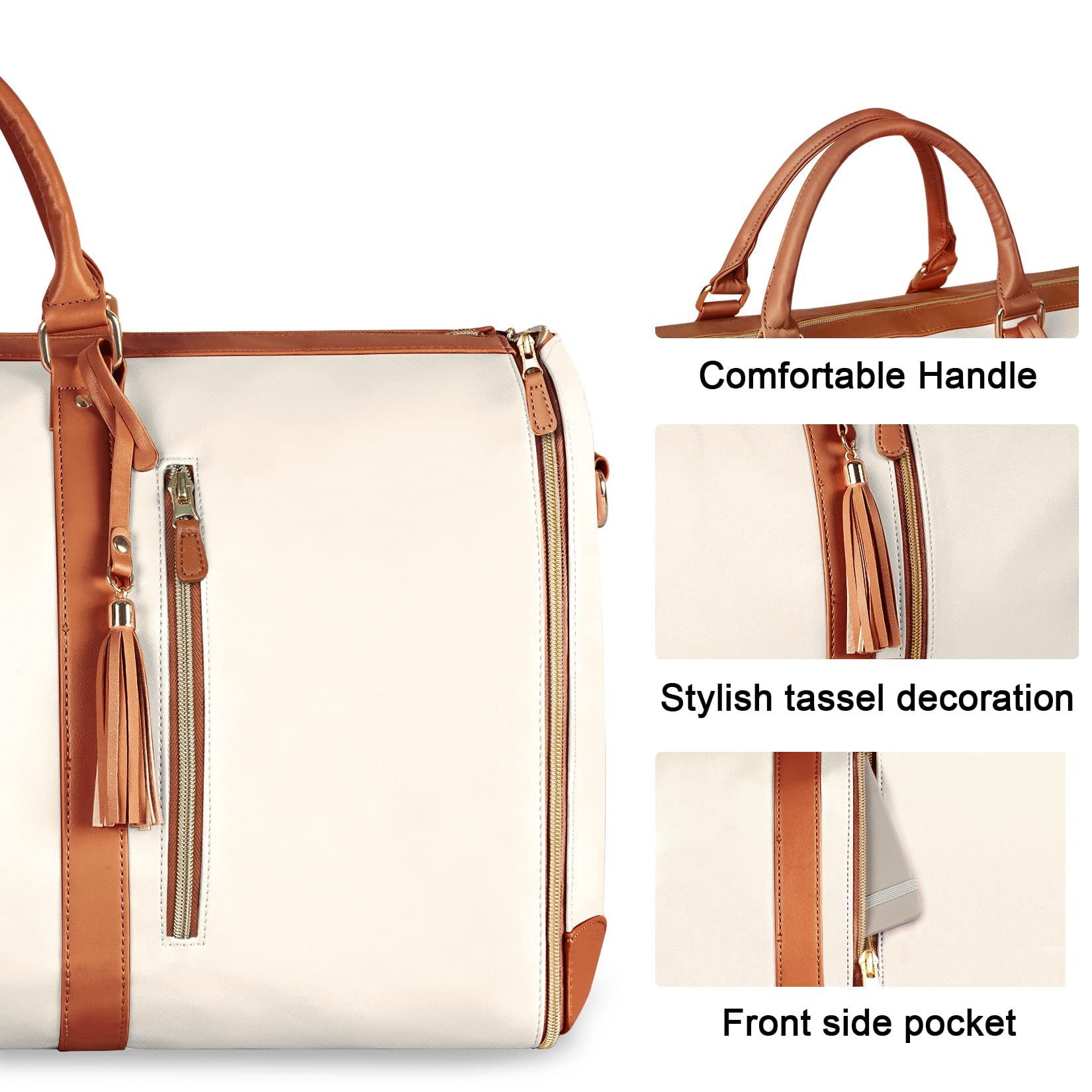 Large Portable Folding Women's Garment Bag for Travel, Carry On Garment Bag,3 in 1 Hanging Suitcase Suit Weekender Travel Bag
