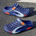 thumbnail image 6 of Men's Close Toe Platform Sandals Wide Width Breathable Slip on Clogs Lightweight Non Slip Garden Work Shoes Blue Size 8, 6 of 7