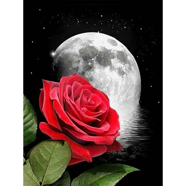 Cuadros Decorativos 5D Luna rosa mosaico diamante pintura dibujo completo redondo taladro DIY arte artesanía Ehuebsd Nuevos Originales