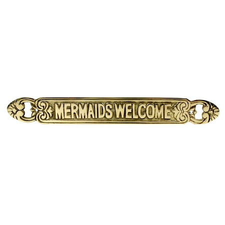 Ornate Brass Wall - Mermaids Welcome Ornate Sign Wall Plaque Shiny Brass 11.5 Inch