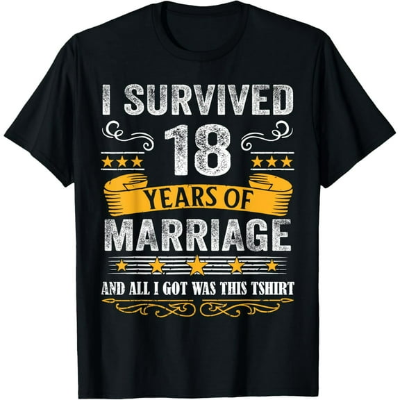 18th Wedding Anniversary shirt Couples Husband Wife 18 Years T-Shirt
