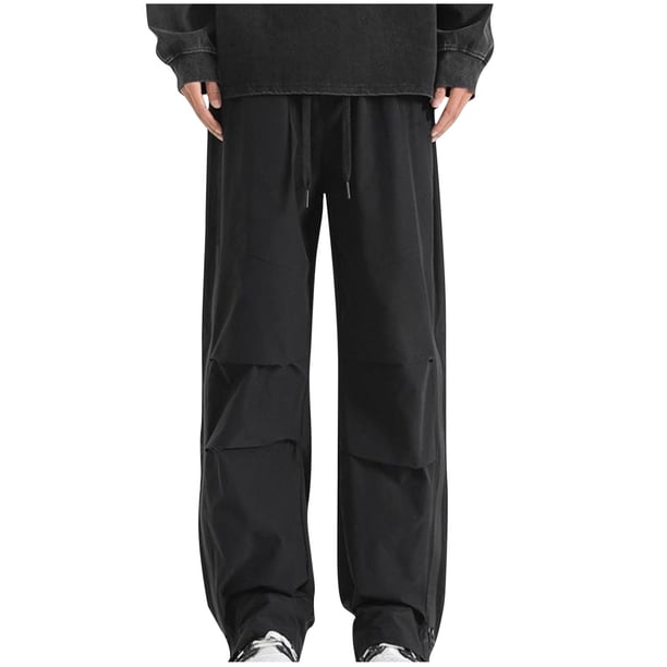 Pantalones largos de moda para hombre, casuales, de color sólido, con bolsillos y cuerda elástica, pantalones casuales para hombre.