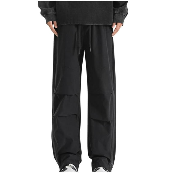 cllios Big and Tall Cargo Pants for Men Multi Pockets Baggy Drawstring Joggers Casual Parachute Pant Loose Fit Straight Trousers with Pockets for Streetwear