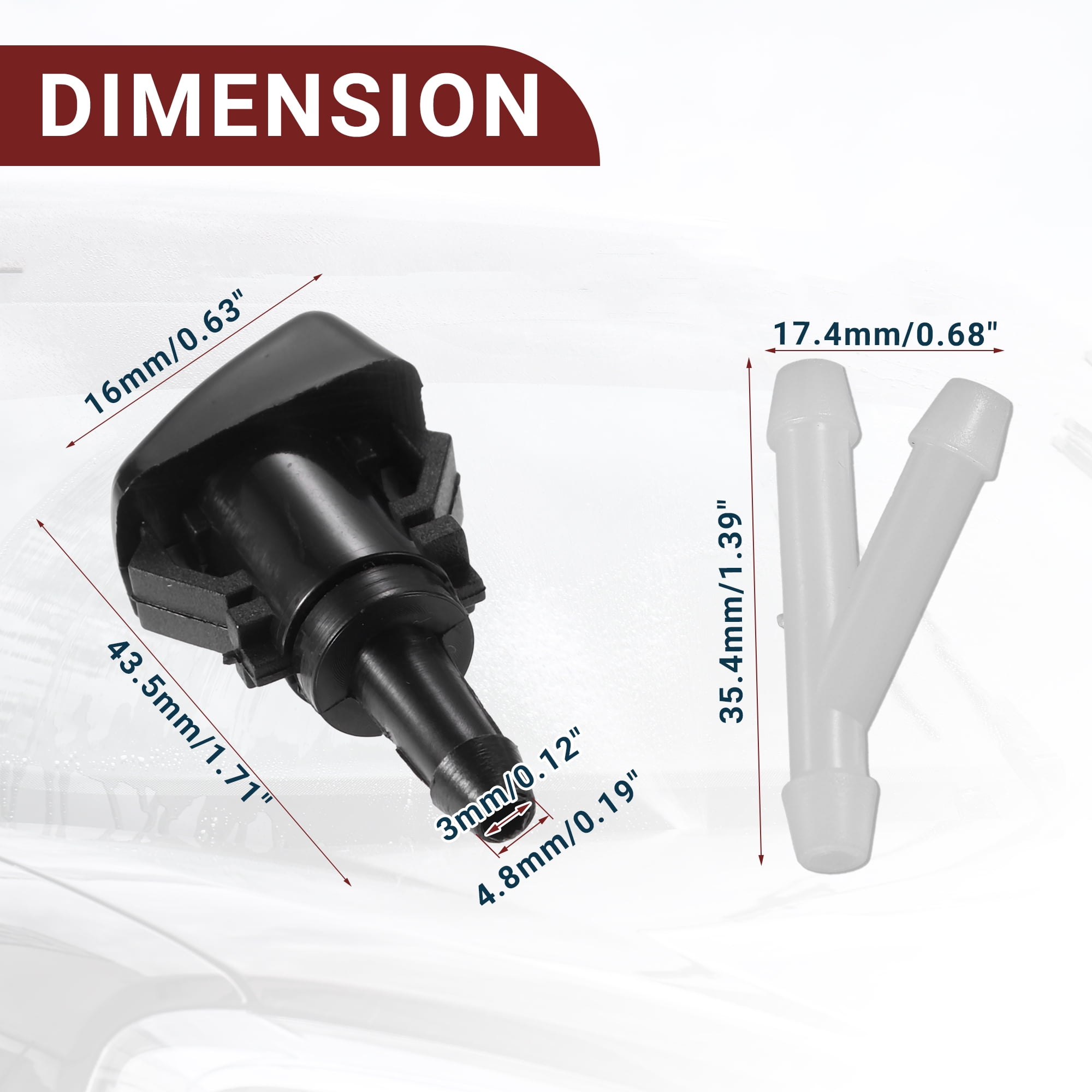 Unique Bargains Windshield Washer Nozzle for GMC Envoy Black with Hose and Connectors