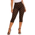 thumbnail image 3 of Women's Polka Dot Capri Pants, High Waist Stretchy Slim Fit Fabric, Daily Layering Casual Summer | TruHer,Coffee L, 3 of 7