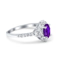 thumbnail image 2 of Oval Engagement Ring Accent Vintage Simulated CZ 925 Sterling Silver Size 10, 2 of 5