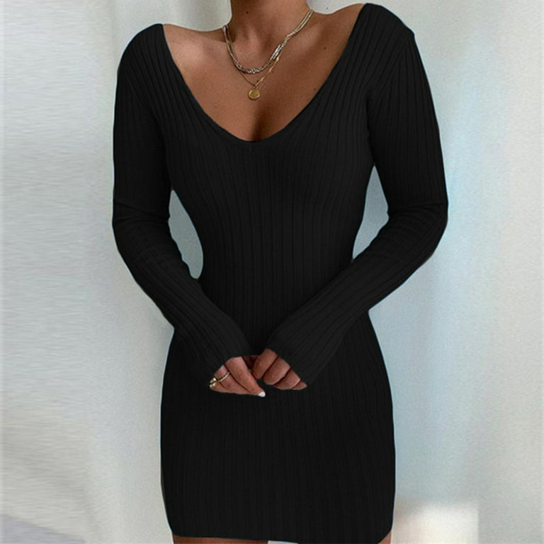 Women'S Crewneck Long Sleeve Cable Knit Sweater Dress Slouchy Oversized  Pullover Dresses Fall Sweaters Black,XL 