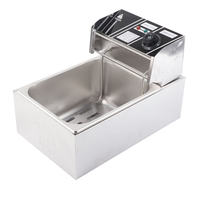 Friteuse Électrique à Immersion, Friteuse Électrique en Acier Inoxydable avec Panier et Couvercle Construction Robuste