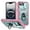 Mint+Pink, variant on Design for iPhone 16E Heavy Duty Phone Case with Camera Lens Sliding Cover Ring Holder Kickstand - Shockproof Armor Military Grade Bumper Protective Case for Women Men, White+Black