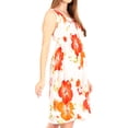 thumbnail image 4 of Sakkas Murni Women's Casual Summer Cocktail Elastic Stretchy Floral Print Dress - W-Orange - One Size, 4 of 5