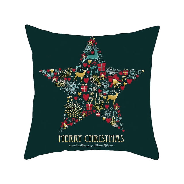Matsuzay Funda de almohada decorativa navideña para el hogar, funda de cojín con diseño de árbol de Papá Noel y Reno, adorno de Feliz Decoración del hogar #3
