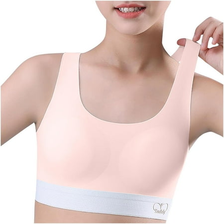 YABCSAZ Sports Bras for Girls Soft Comfort Flex Fit Seamless Bra Spaghetti Strap Sports Bra Stretch Youth Training Bra Girls Cami Student Bralette Bra with Pads Age 12-15 Size M