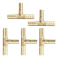 5PCS 5/16" (8mm) Hose Barb TEE Brass Pipe 3 WAY T Connectors Fitting Gas Fuel Water Air TAPDRA Spare Part