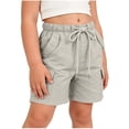 thumbnail image 4 of MGDXOX Girls Multi Pocket Cargo Shorts Elastic Drawstring Waist Casual Loose Outdoor Shorts Hiking Camping and Daily Use Gray 11 Years, 4 of 8