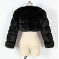 thumbnail image 5 of BiZtdJrK Halloween Clearance Cropped Faux Fur Jacket for Women Fashion Long Sleeve Open Front Cardigan Casual Fluffy Teddy Shaggy Short Coat Black XXL, 5 of 6