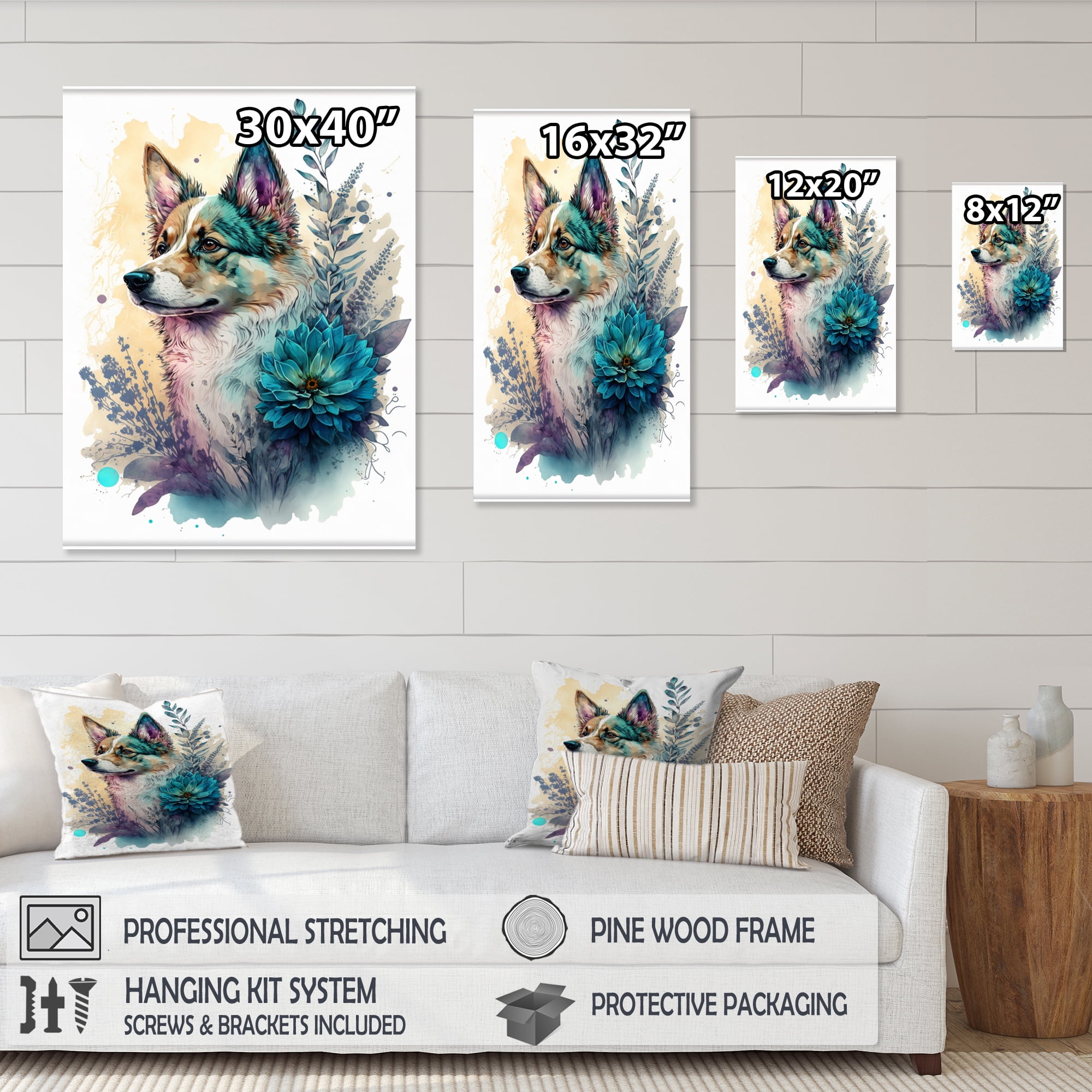 Designart Cute Siberian Floral Art III Canvas Wall Art