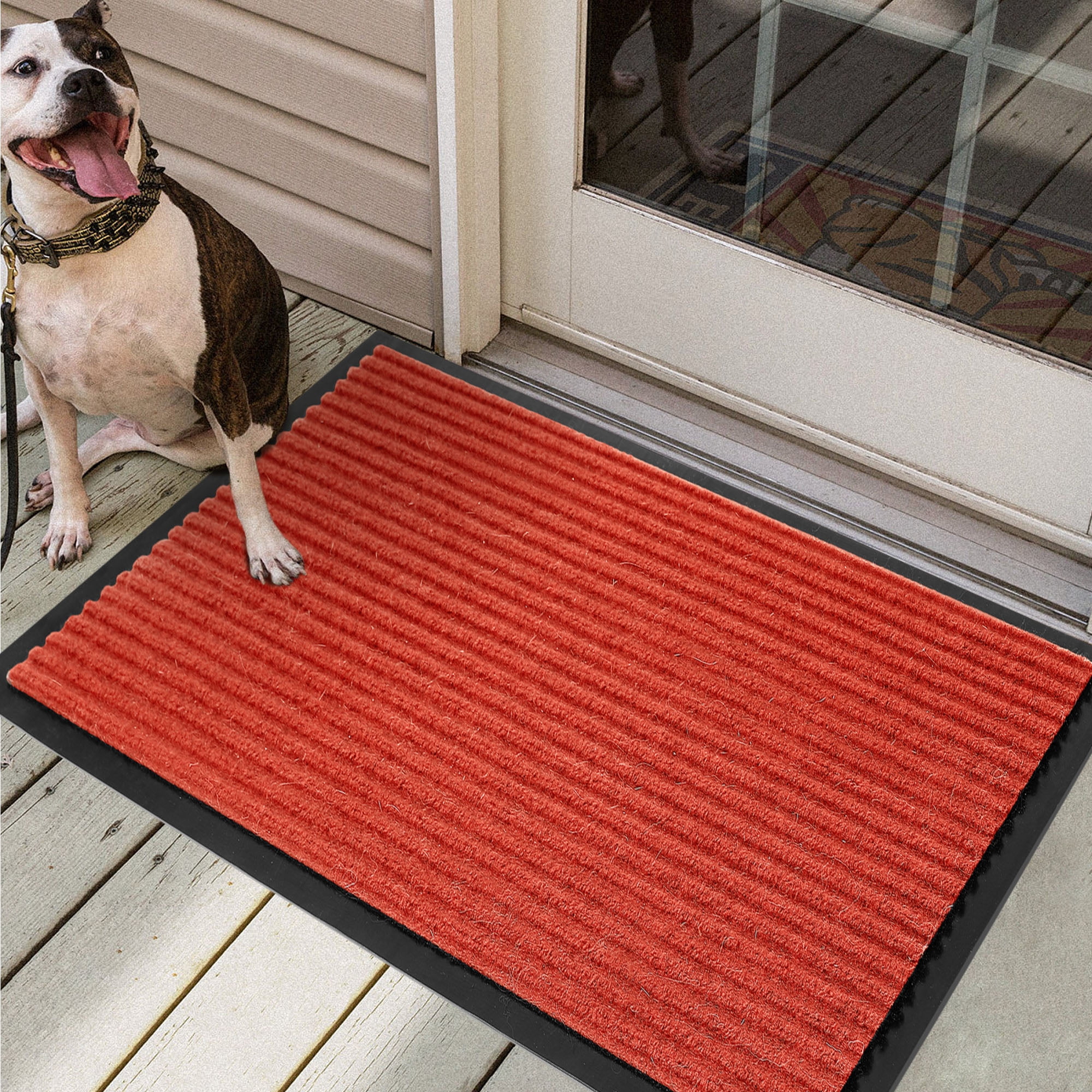 Lovote Doormat Solid Color Striped Entrance Outdoor Doormat, Non-Slip ...