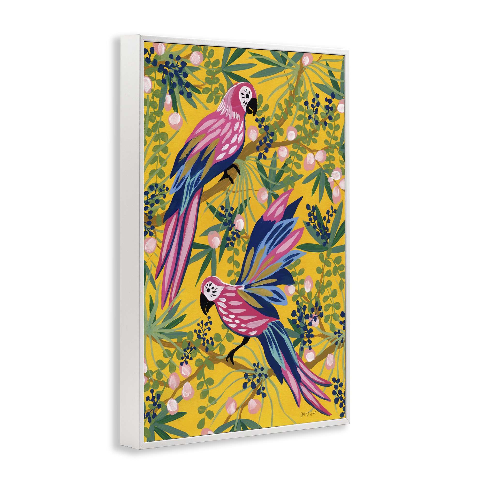 Stupell Industries Maximalist Parrots Pattern Animals & Insects Painting White Framed Art Print Wall Art, 16 x 24
