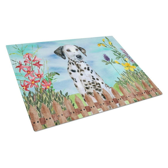 Caroline's Treasures Dalmatian Puppy Spring Glass Cutting Board Large