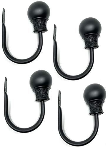 Vintage - Set of 2, Black TEJATAN Curtain Holdbacks Pair for Draperies Black Curtain tiebacks Hook, Drapery holdbacks//Drapery Holder//Curtains Holders//Drape holdbacks//Drape Holder