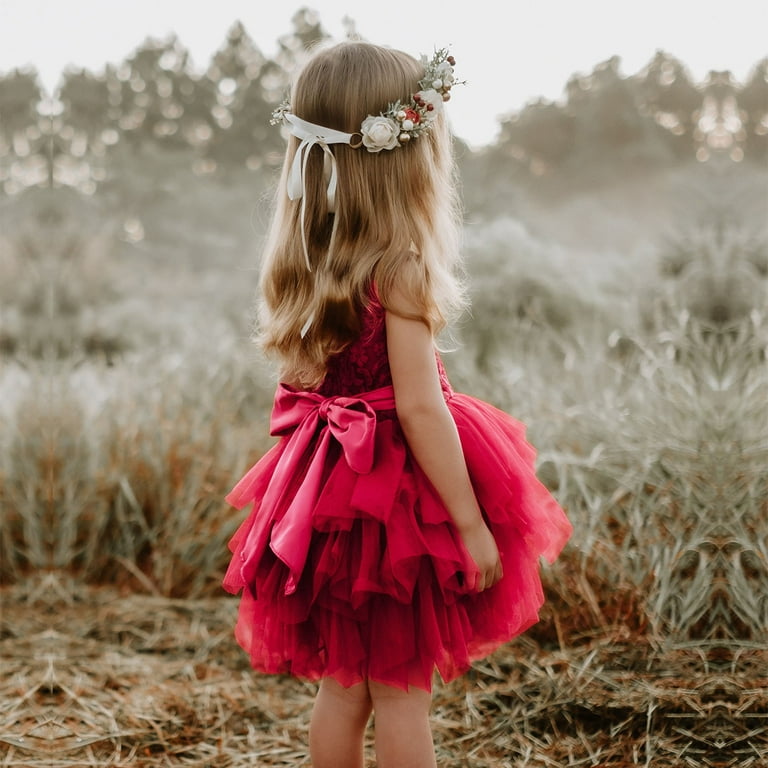 little red dress clothing Sparkling Toddler and Girls Holiday Red Dress Velvet Tulle Fall Winter main image 0