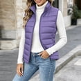 thumbnail image 4 of Mifsaly Puffer Vest Women Warm Sleeveless Quilted Jacket Stand Collar Zip Up Lightweight Fall Winter Travel Daily Layering Casual Outerwear with Pockets Purple,S, 4 of 6