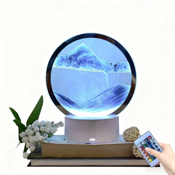 Rotating Quicksand Lamp, 3D Moving Sand Art Table Lamp with LED Light, Decorative Night Light for Home Office Bedroom