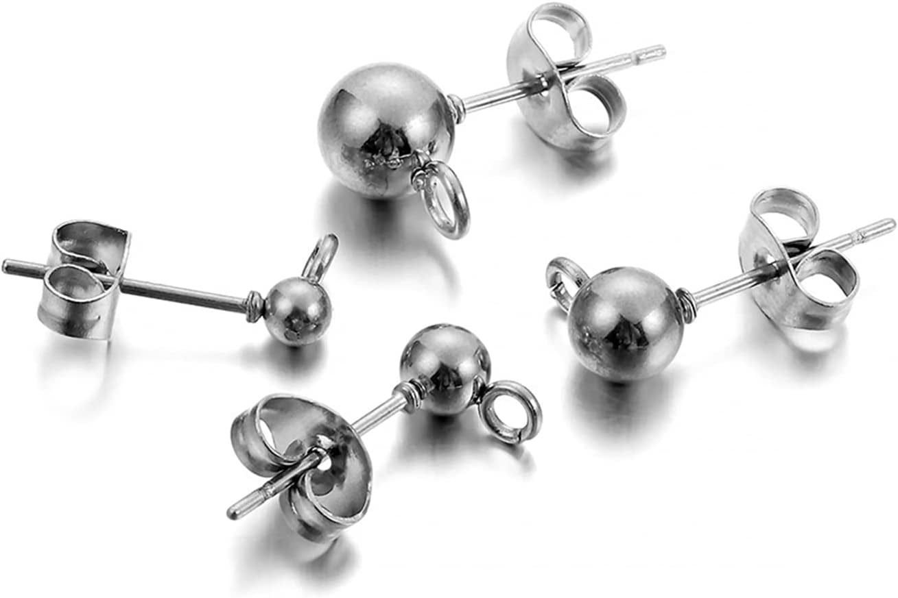 Ear Hook & Earback 20pcs/lot Gold Stainless Steel Round Ball Earring