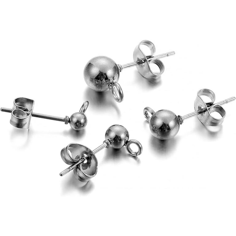 Ear Hook & Earback 20pcs/lo Stainless Steel Round Ball Earring Post Stud  with Earring Plug Findings Ear Back for DIY Jewelry Making Supplies for Jewelry  Making DIY(3mm) 