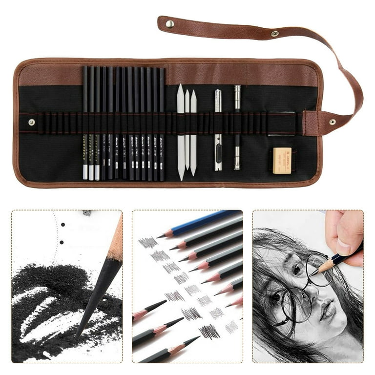 Art Supplies Artist Sketching Kit Canvas Roll up Pencil Case for