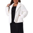thumbnail image 4 of Agnes Orinda Women Plus Size Coat for Cardigan Jacket Notch Lapel Faux Fur Fluffy Coats 4X White, 4 of 6