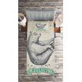 thumbnail image 2 of Ambesonne Yoga Quilted Coverlet 2 Pcs, Meditating Bear Calm Life, Twin Size, Cream Black Green, 2 of 2