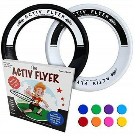 active life best kid's frisbee rings [black/white] 2 pack - summer beach gear items and swimming pool toys - water games sand lawn fun stuff - outdoor toddler & outside family (Best Pool Game For Iphone)