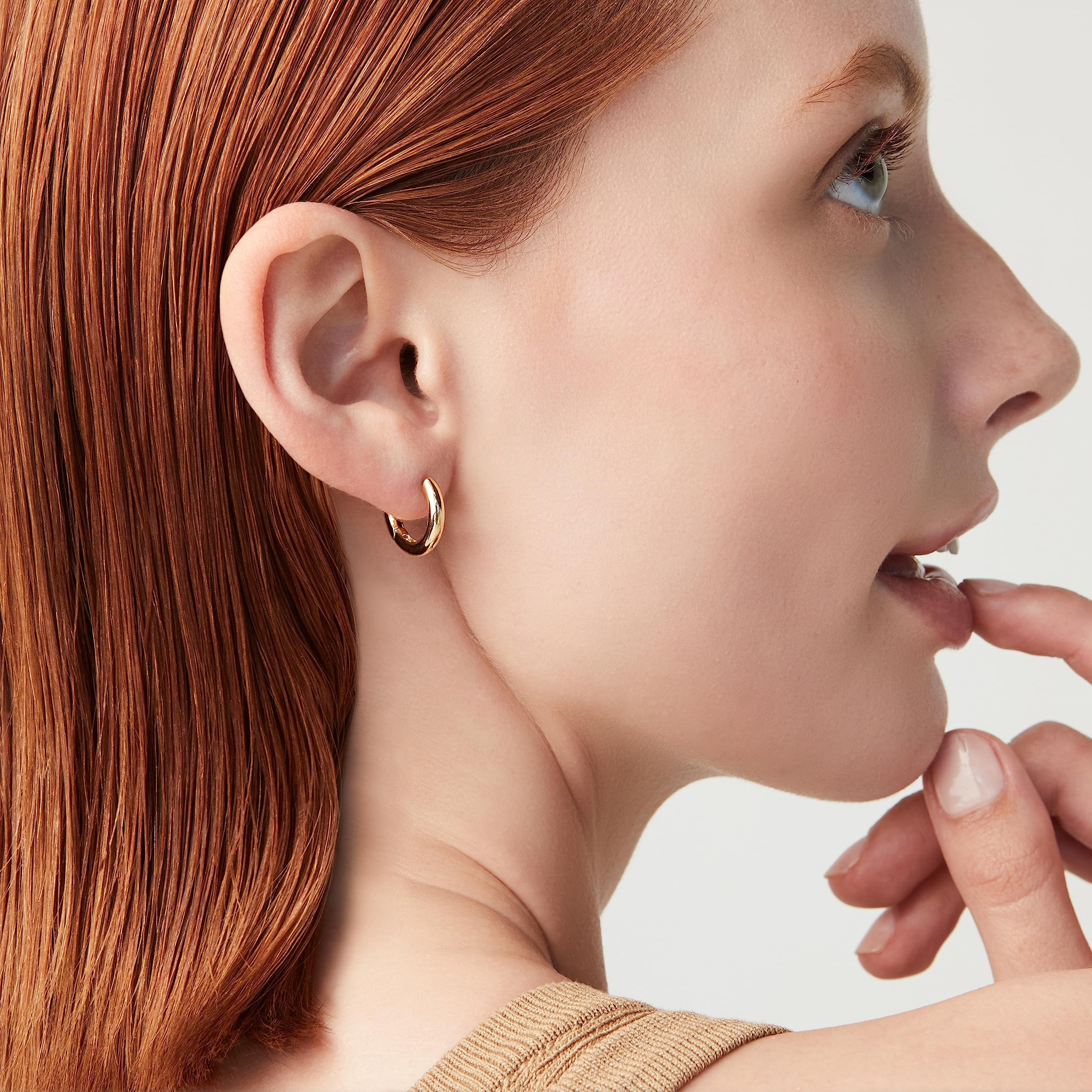 Miabella 925 Sterling Silver or 18Kt Yellow Gold Over Silver 2.5mm High Polished Lightweight Small Huggie Hoop Earrings for Women Made in Italy (yellow-gold-plated-silver)