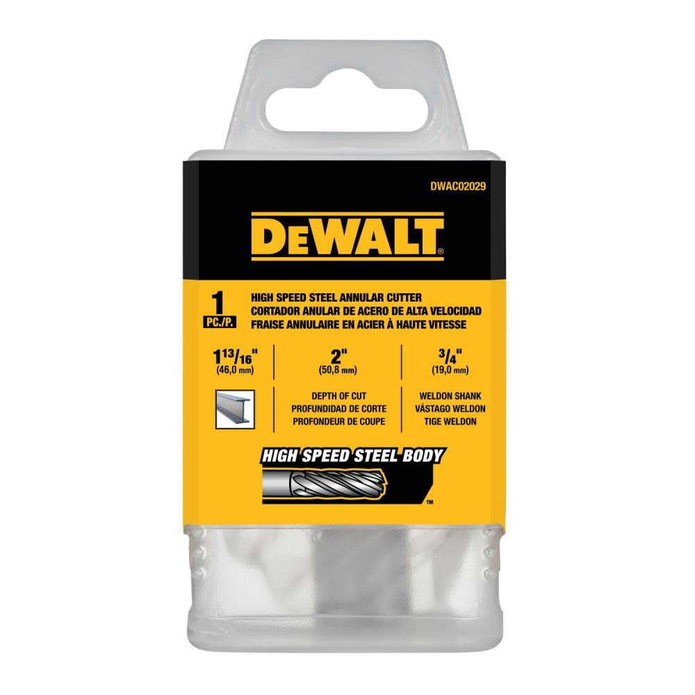 Dewalt Annular Cutter 1 13/16"x 2I Hss 3/4" Weldon